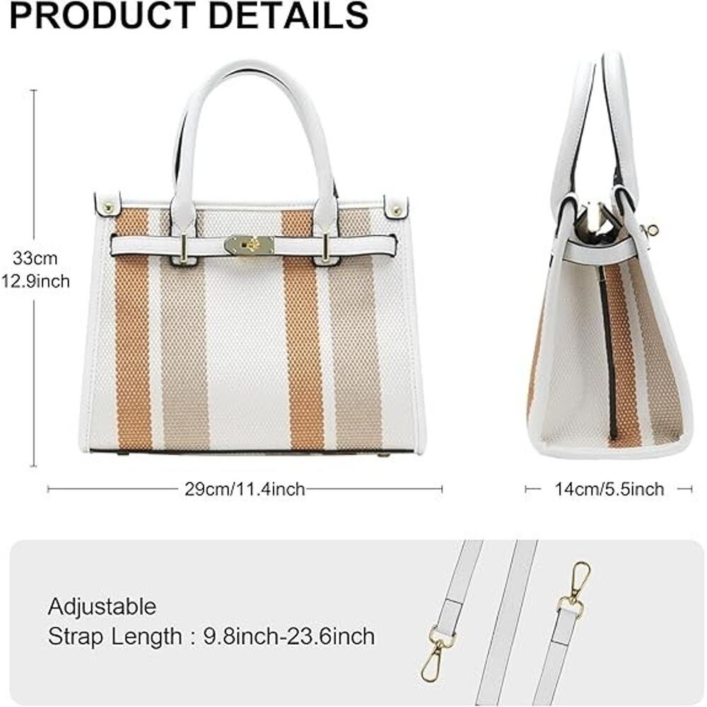 TRBSXRT Cloth Clash Color Bag for Women, Large Capacity Striped Designer Handbag - Picture 6 of 6